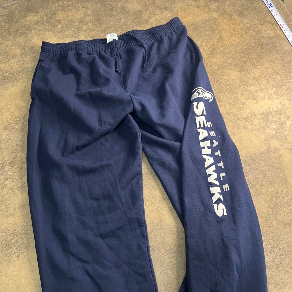Majestic Sweatpants Mens 2XL Navy Blue Seattle Seahawks NFL Graphic KS99